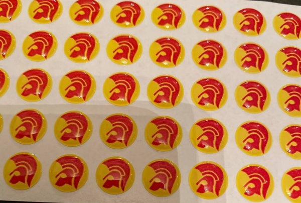 Trojan Head Red And Yellow Background Hankie Pin 10MM