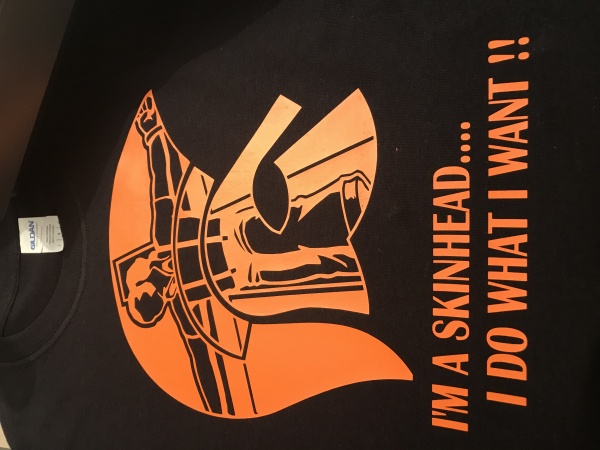 Skinhead Do What I Want Crucifix Trojan T-Shirt (Black & Orange)