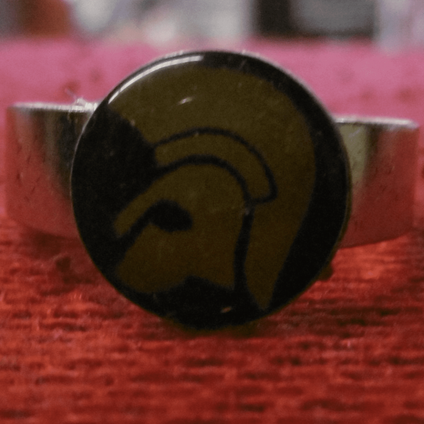 Black And Yellow Trojan Head Ring