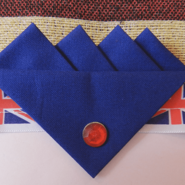 Blue (Royal Blue) Four  Point Pocket Hankie & Pin