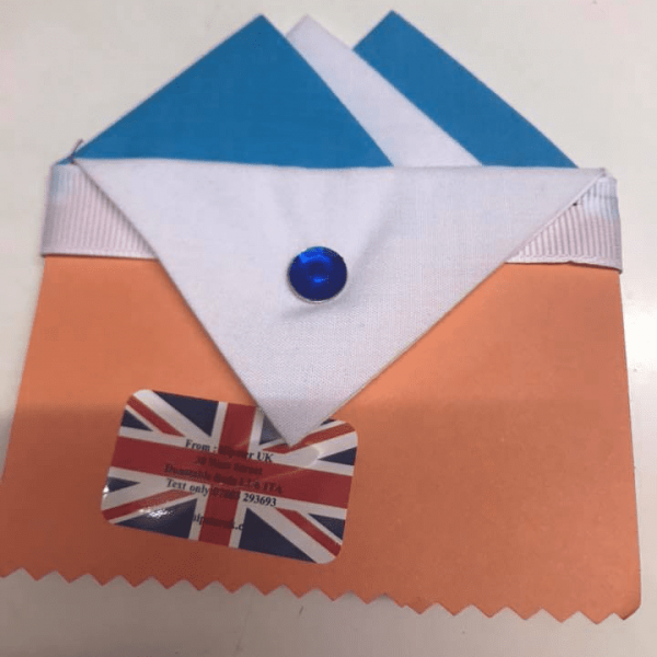 Blue & White Pocket Hankie With White Flap & Pin