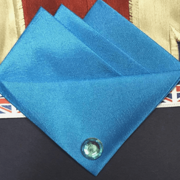 Bright Blue Tonic Three Point Pocket Hankie & Pin