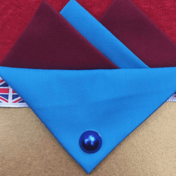 Burgundy And Blue Hankie With Blue Flap And Pin