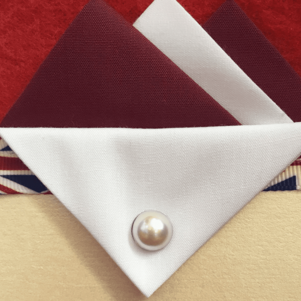 Burgundy And White Hankie With White Flap And Pin