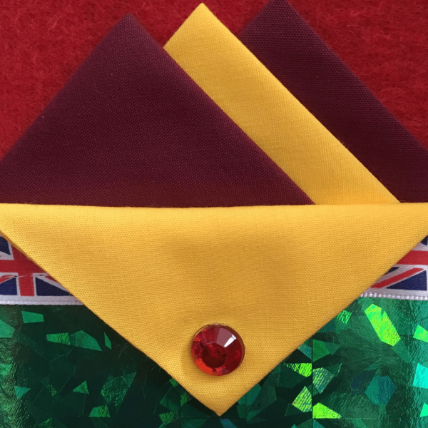 Burgundy And Yellow Hankie With Yellow Flap And Pin