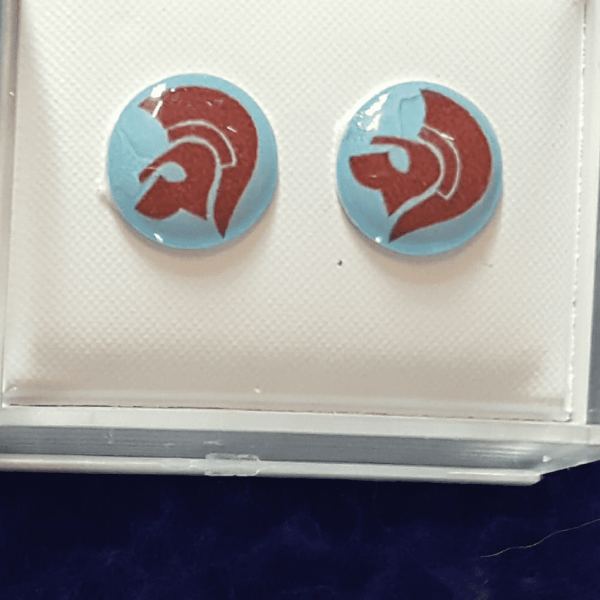 Burgundy & Blue Trojan Earrings