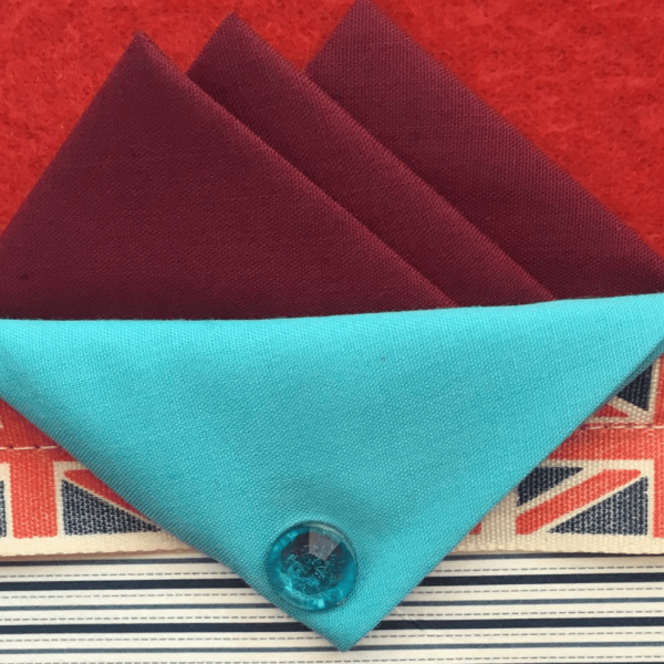 Burgundy Hankie With Turquoise Blue Flap And Pin