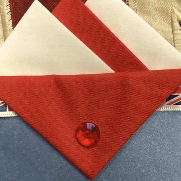 Cream And Red Hankie With Red Flap And Pin