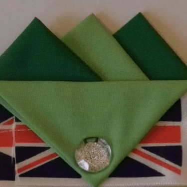 Dark And Light Green Hankie With Light Green Flap And Pin