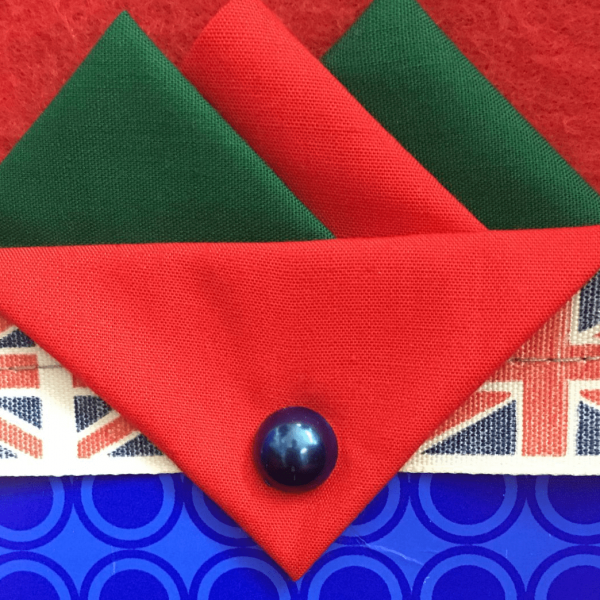 Green And Red Hankie With Red Flap And Pin