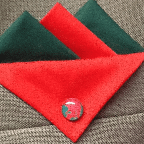Green And Red Hankie With Red Flap And Trojan Pin