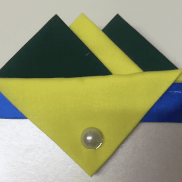 Green And Yellow Hankie With Yellow Flap And Pin