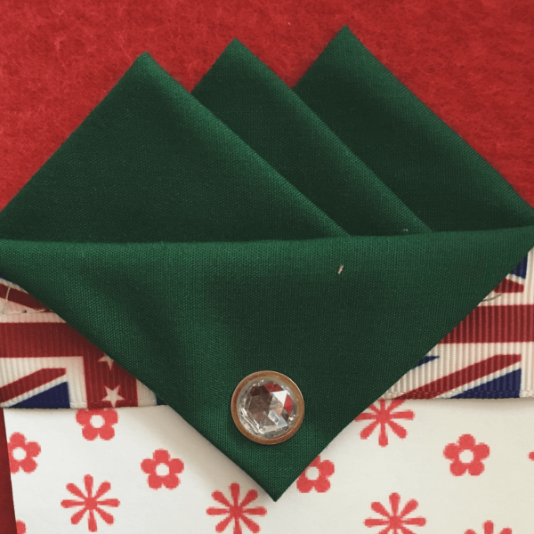 Green (Dark Green) Three Point Pocket Hankie & Pin