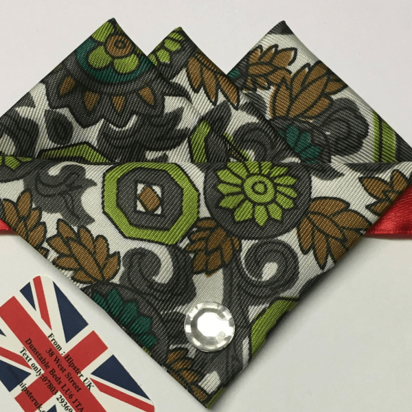 Green White Paisley Three Point Pocket Hankie & Pin