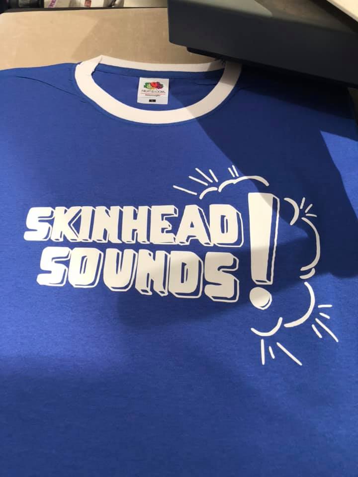 Skinhead Sound T-Shirt Blue And White Ringer Trim