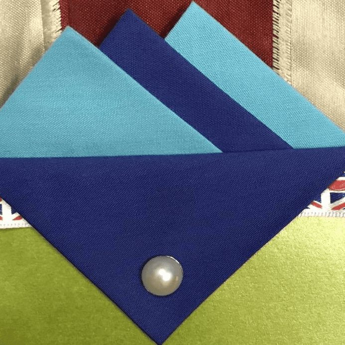 Blue And Dark Blue Hankie With Dark Blue Flap And Pin
