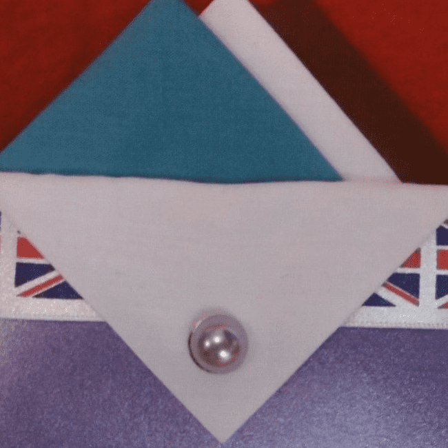 Blue, White And Brown Hankie With White Flap And Pin