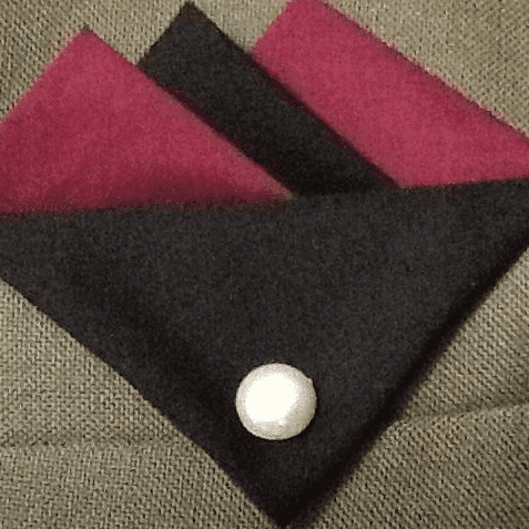Burgundy And Black Hankie With Black Flap And Pin