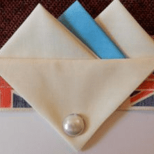 Cream And Light Blue Hankie With Cream Flap And Pin