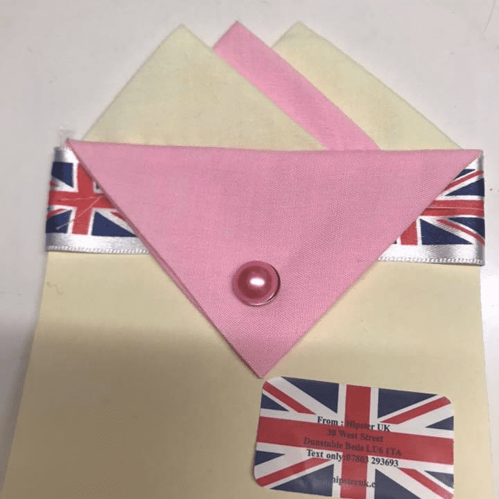 Cream & Pink Pocket Hankie With Pink Flap & Pin