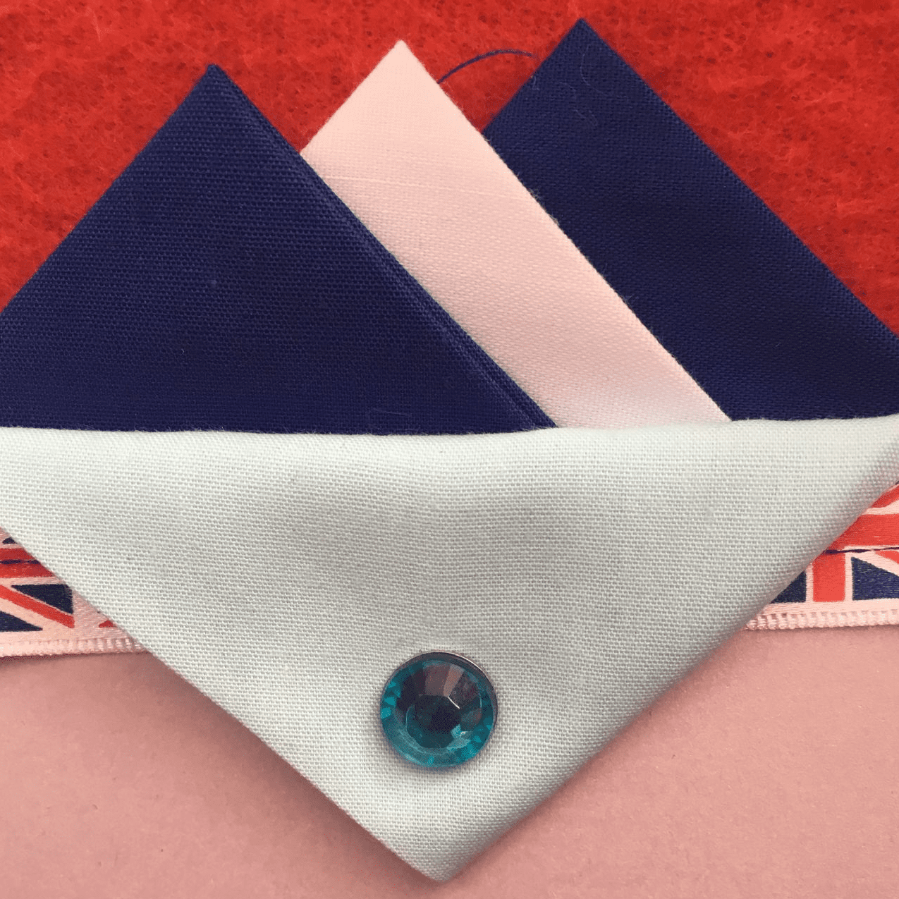 Dark Blue And White Hankie With White Flap And Pin