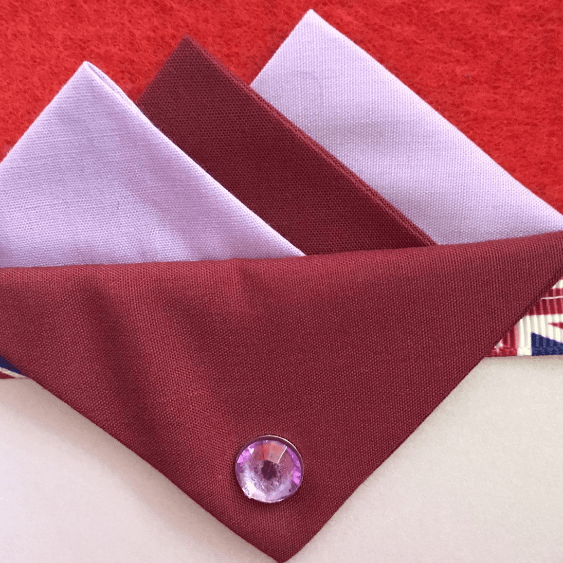 Lilac And Burgundy Hankie With Burgundy Flap And Pin