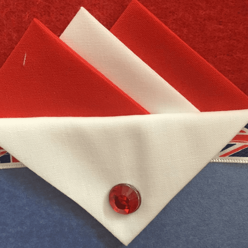 Red And White Hankie With White Flap And Pin