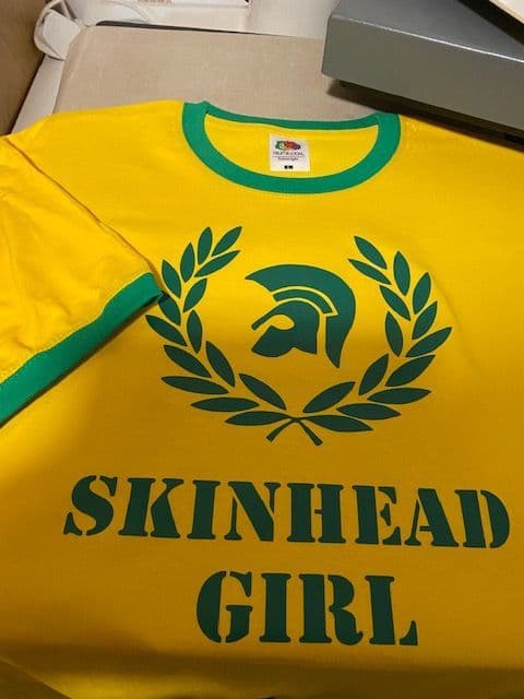 Skinhead Girl Trojanhead Laurel T-Shirt Yellow & Green