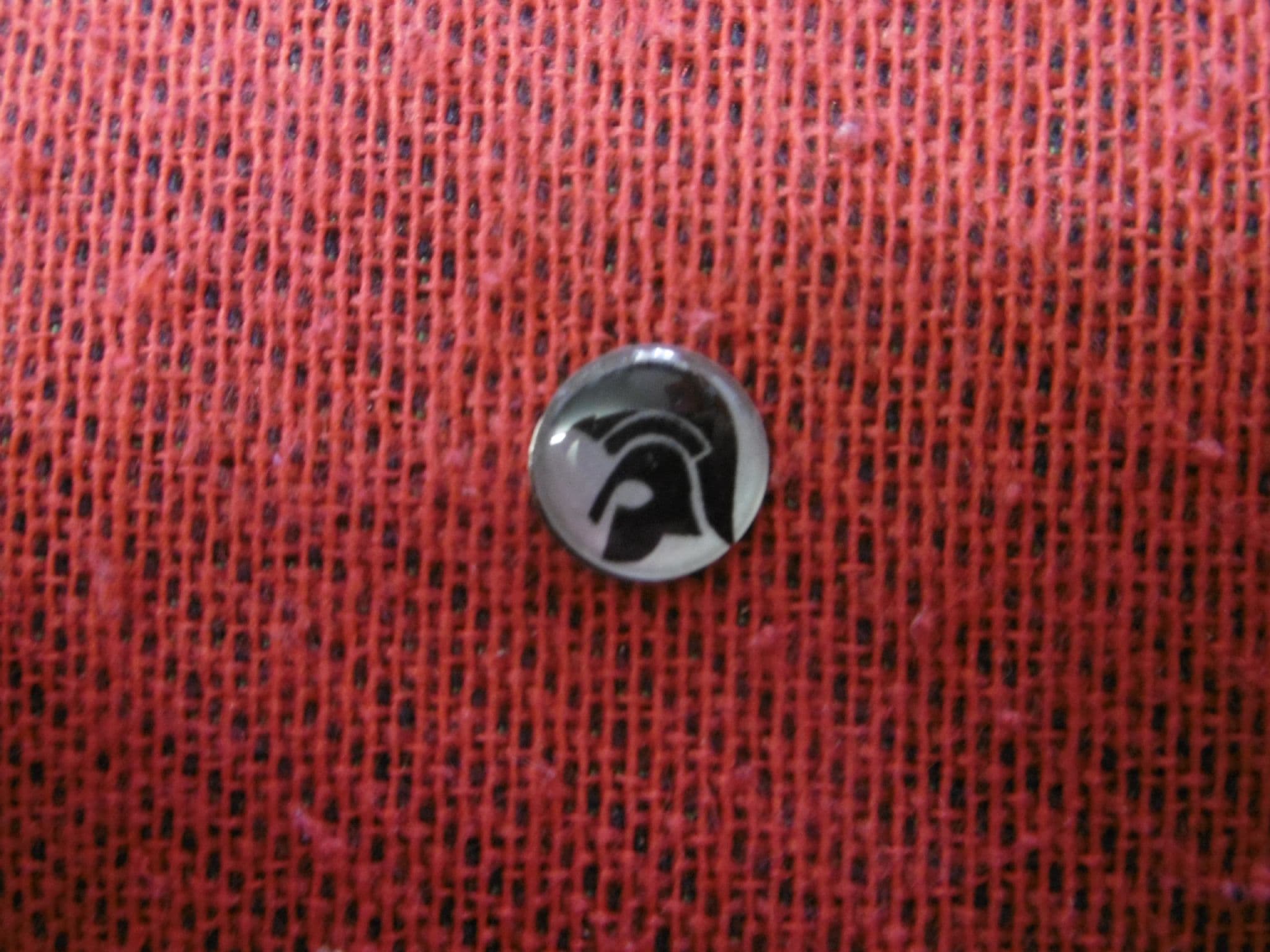 Trojan Head Black And Silver Background Hankie Pin 10Mm