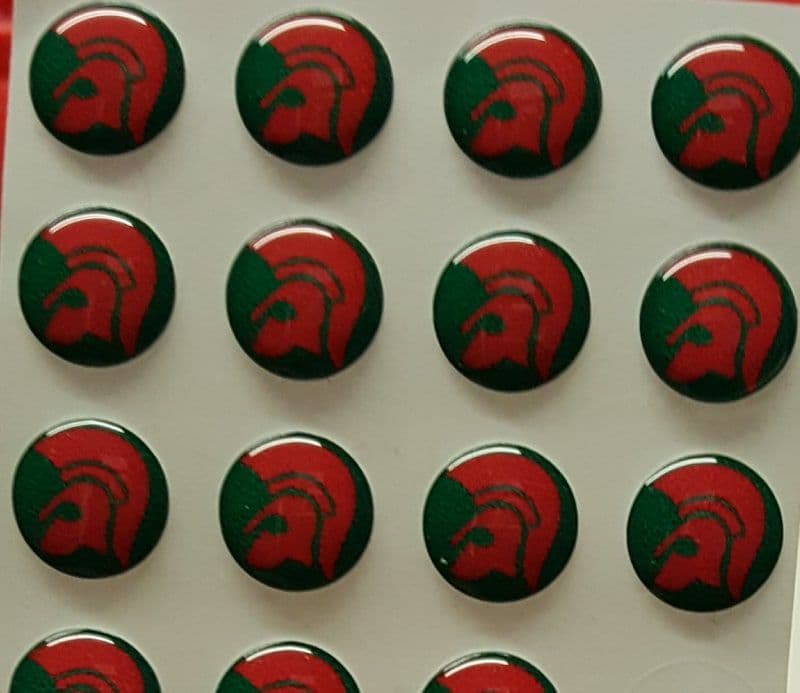 Trojan Head Red And Green Background Hankie Pin 10Mm