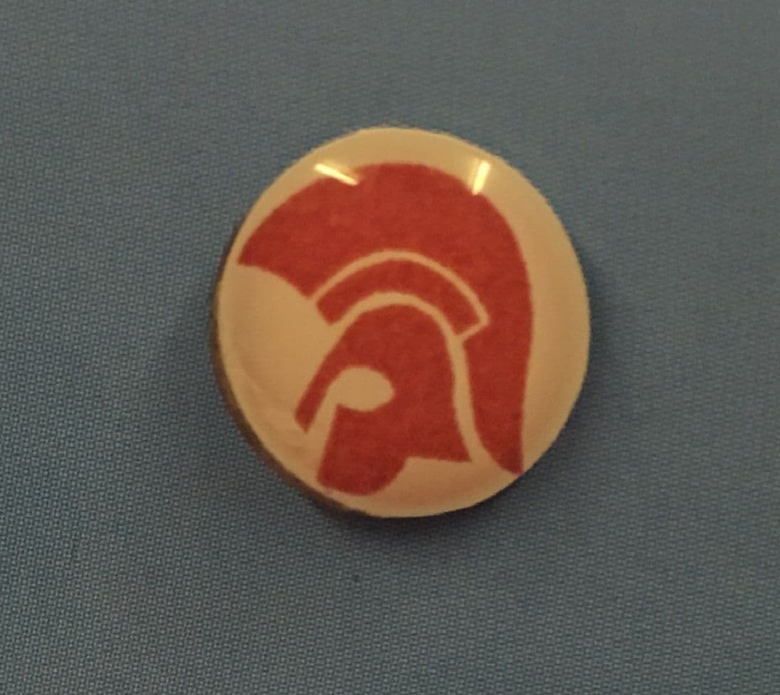 Trojan Head Red And White Background Hankie Pin 10Mm