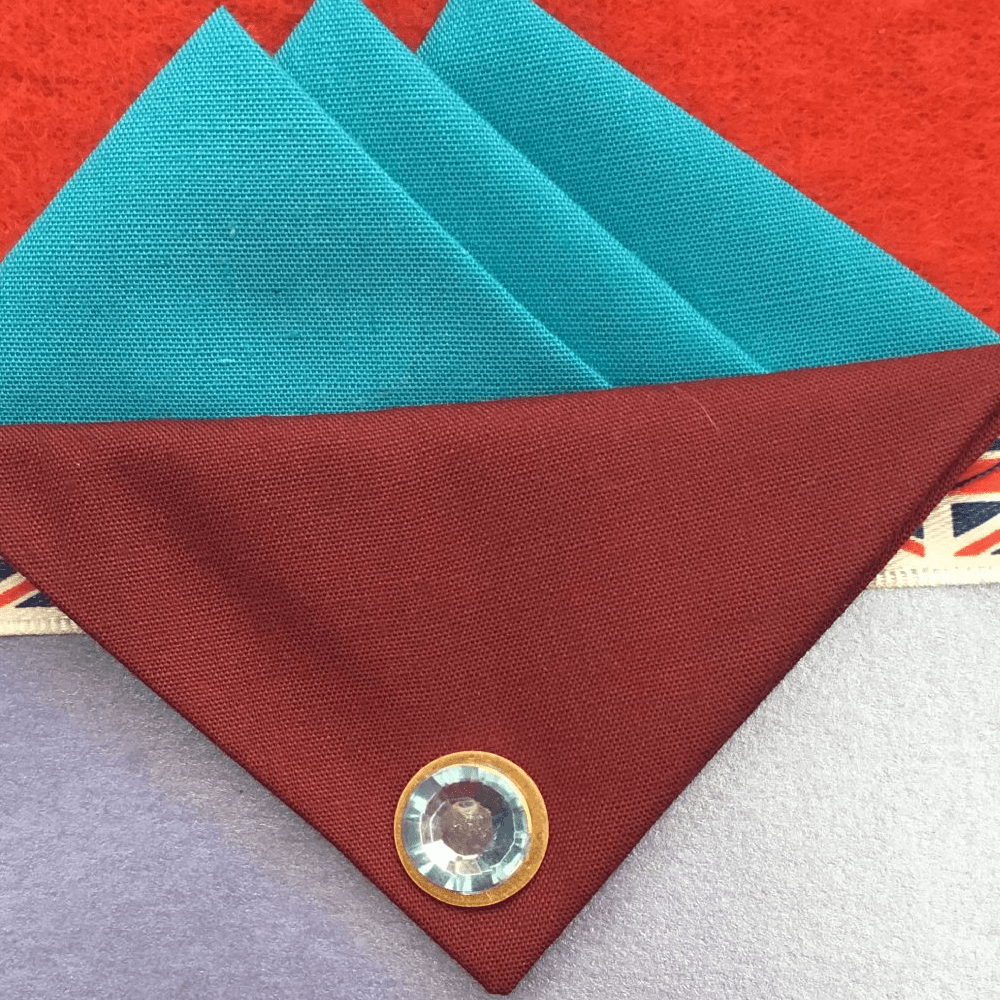 Turquoise Blue Hankie With Burgundy Flap And Pin