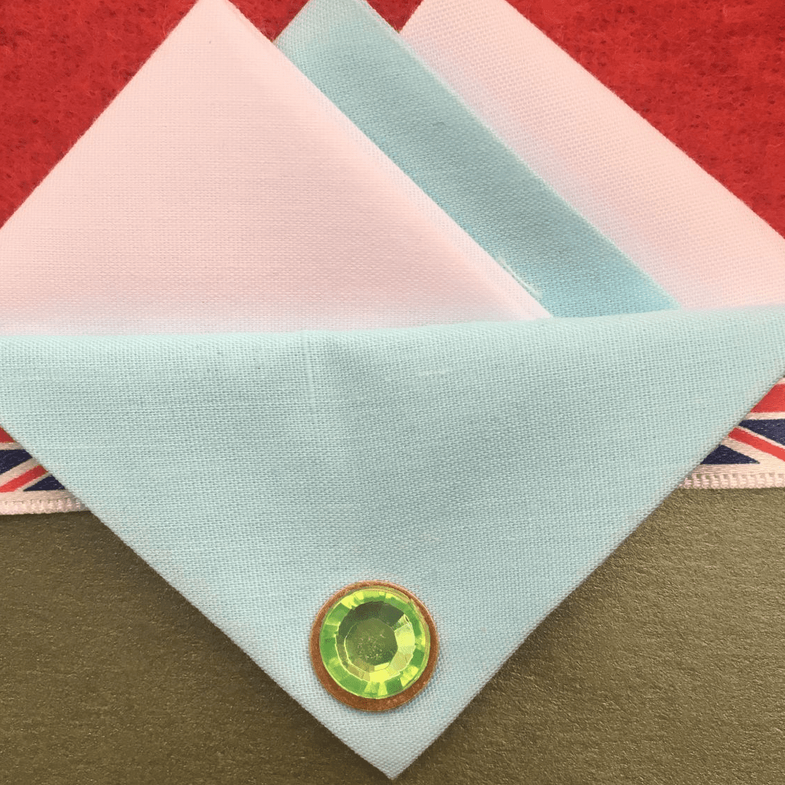 White And Baby Blue Hankie With Baby Blue Flap And Pin