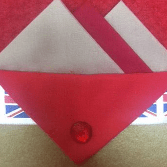 White And Red Hankie With Red Flap And Pin