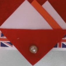 White, Orange And Red Hankie With Red Flap And Pin