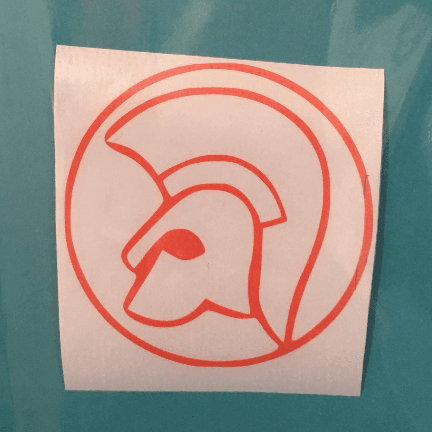 White Orange Trojan Head Sticker