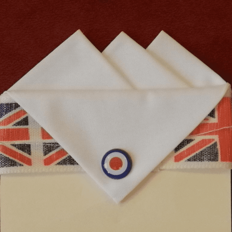 White Three Point Pocket Hankie With Mod Target Pin