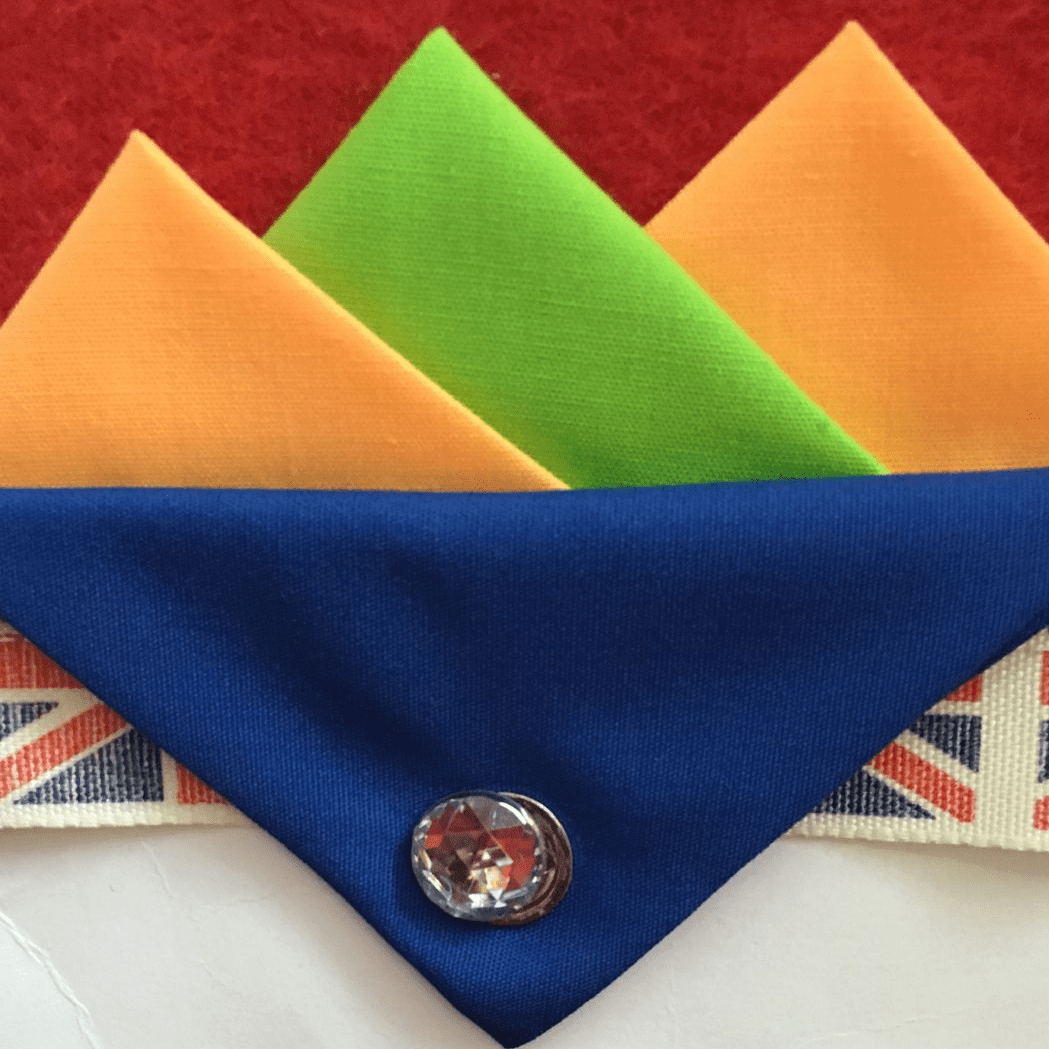 Yellow And Green Hankie With Blue Flap And Pin