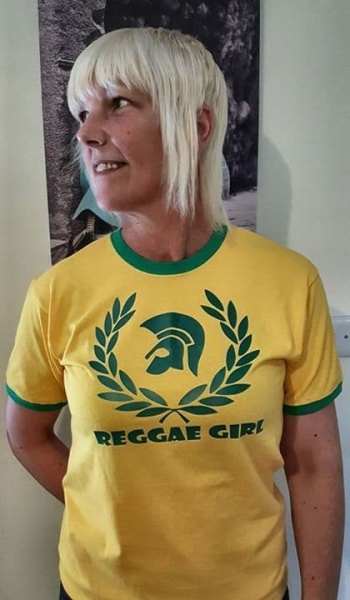 Reggae Girl T-Shirt Yellow Green Trim