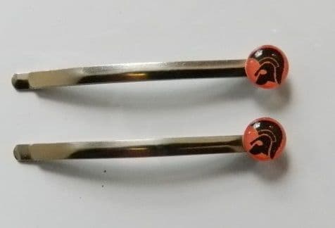 Orange And Black Trojan Head Hair Clips