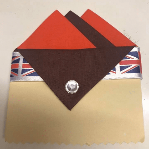 Orange & Brown Pocket Hankie With Brown Flap & Pin