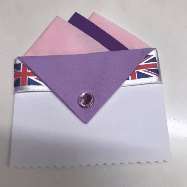 Pink & Purple Pocket Hankie With Lavender Flap & Pin