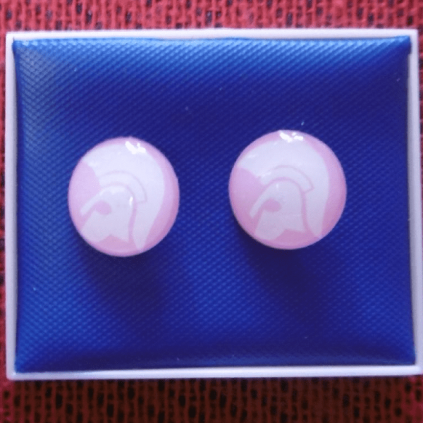 Pink Trojan Head Earings