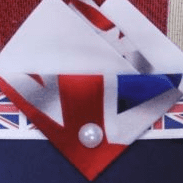 Plain White And Union Jack  Three Point Pocket Hankie & Pin