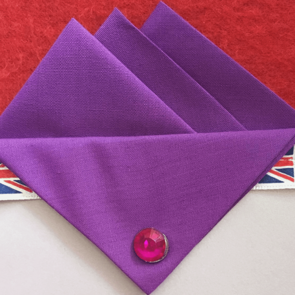 Purple (Bright Purple) Three Point Pocket Hankie & Pin