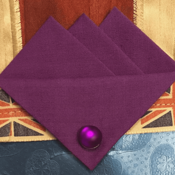 Purple (Dark Purple 2) Three Point Pocket Hankie & Pin