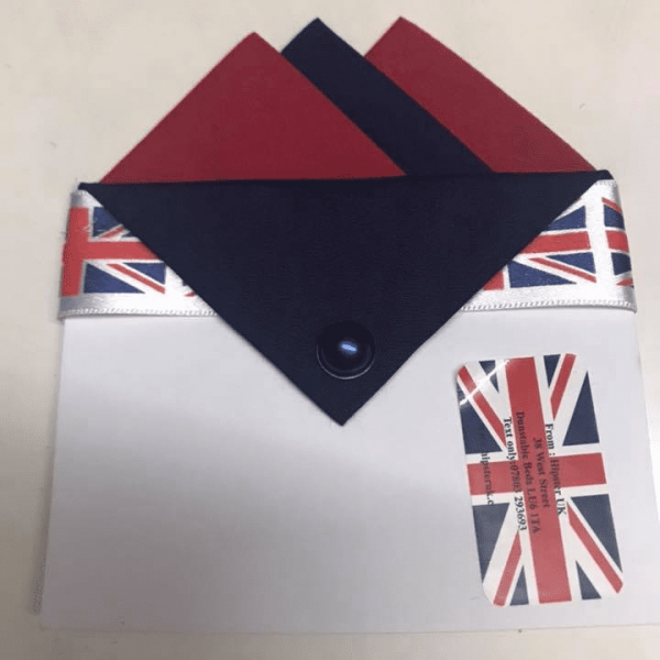 Red & Navy Blue Pocket Hankie With Navy Blue Flap & Pin