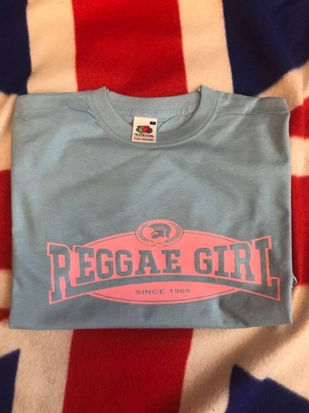 Reggae Girl T-Shirt Pale Blue & Pink