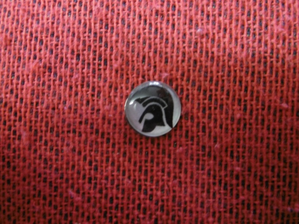Trojan Head Black And Silver Background Hankie Pin 10Mm