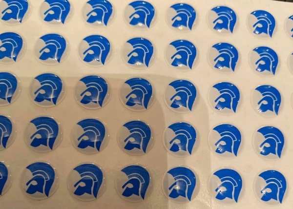 Trojan Head Blue And White Background Hankie Pin 10Mm